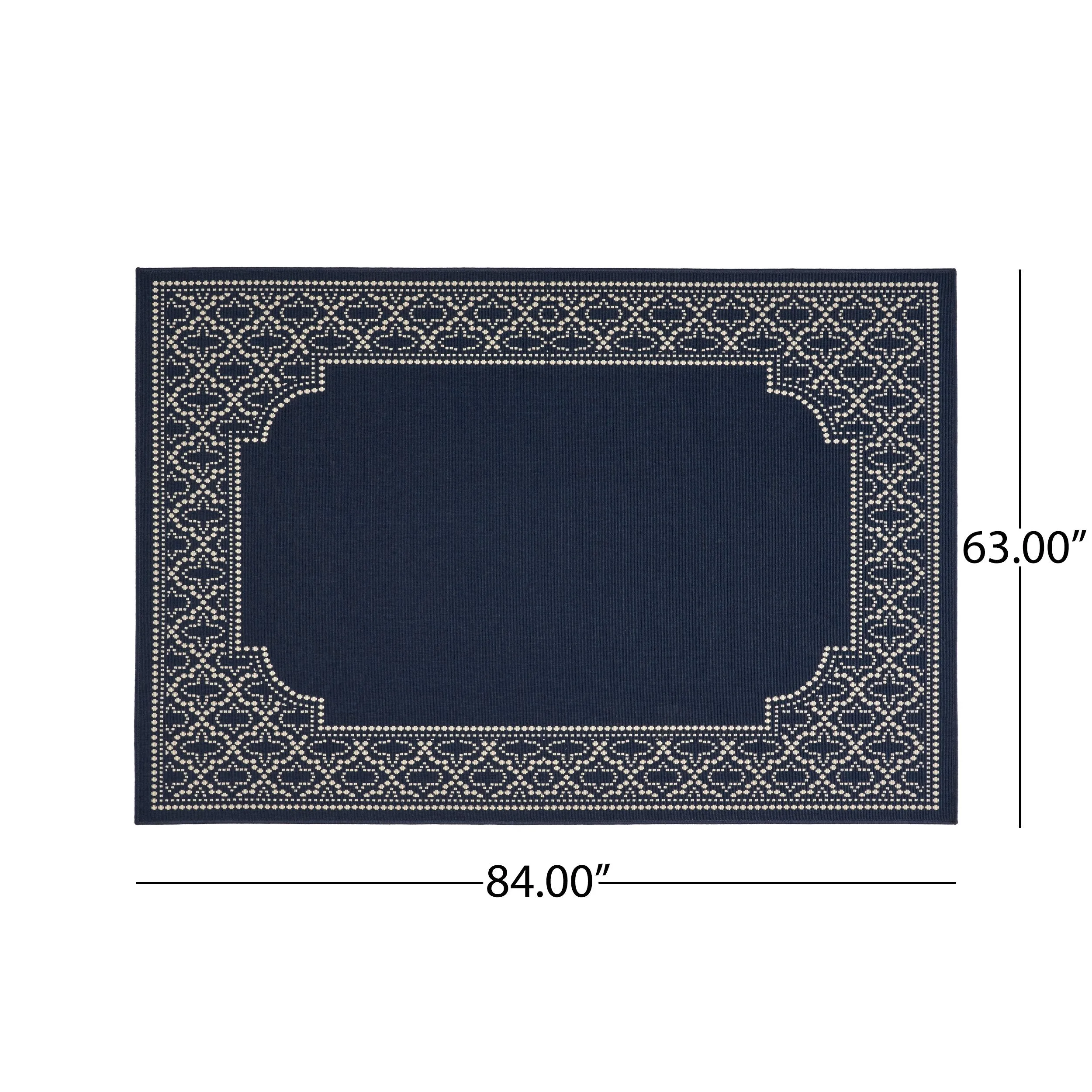 Outdoor Border Area Rug, Navy and Ivory - NH155803