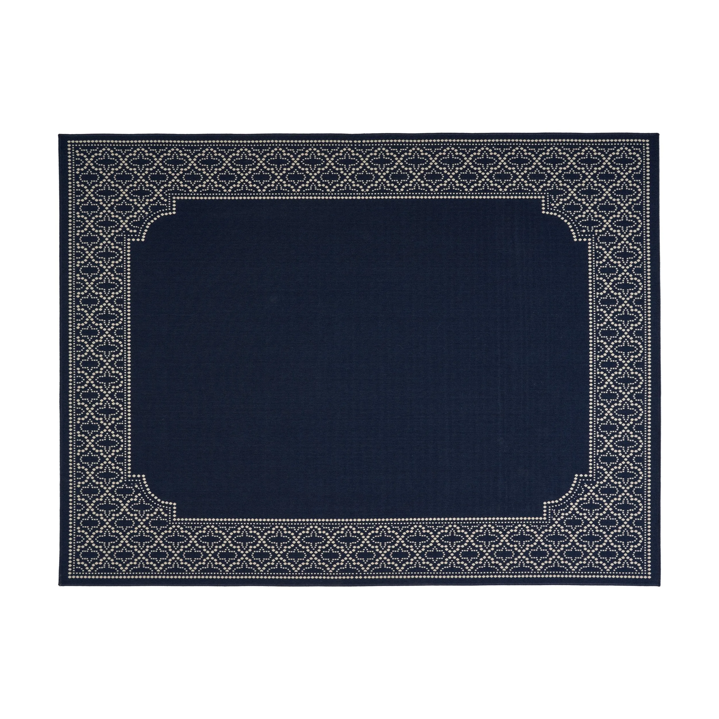 Outdoor Border Area Rug, Navy and Ivory - NH155803 patio chairs, outdoor seating