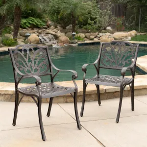 Outdoor Bronze Cast Aluminum Dining Chairs (Set of 2) - NH802003 patio chairs, outdoor seating