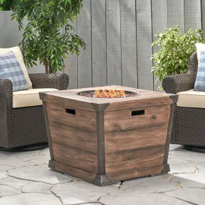 Outdoor Brown 32 Inch Square Fire Pit - 40,000 BTU - NH247303 patio chairs, outdoor seating