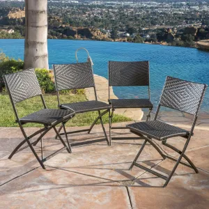Outdoor Brown Wicker Folding Chair (Set of 4) - NH324692 patio chairs, outdoor seating
