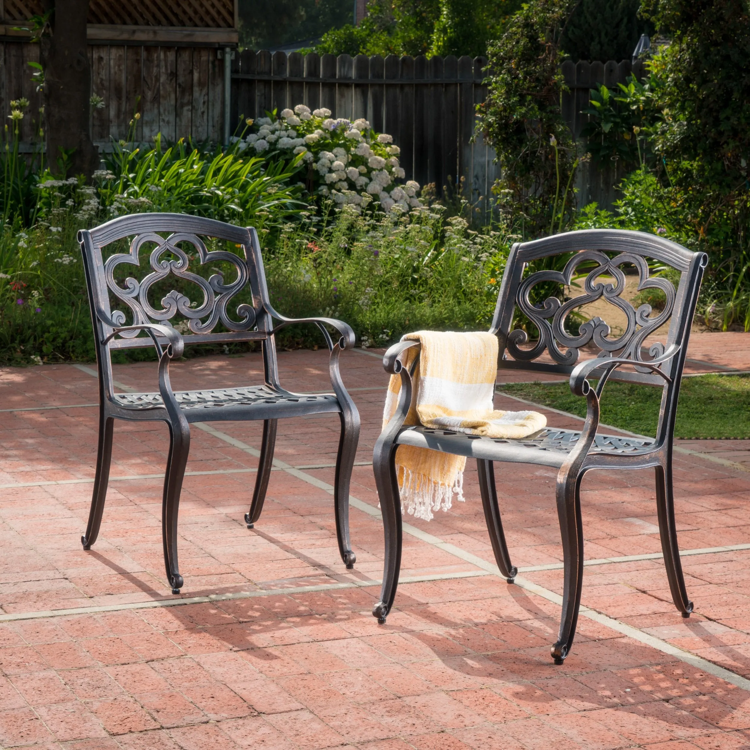 Outdoor Cast Aluminum Dining Chairs (Set of 2) - NH086003 patio chairs, outdoor seating