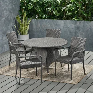 Outdoor Contemporary 4 Seater Wicker Dining Set - NH670113 patio chairs, outdoor seating