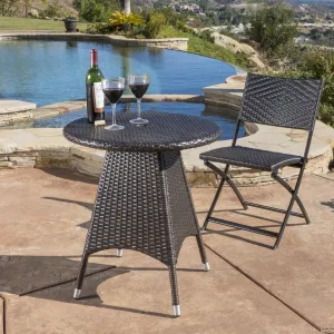 Outdoor Contemporary Multi Brown Polyethylene Round Bistro Table - NH615692 patio chairs, outdoor seating