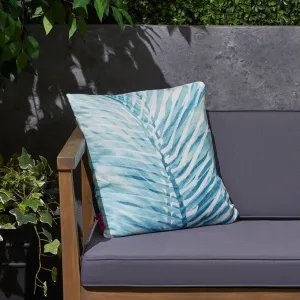 Outdoor Cushion, 17.75" Square, Palm Fronds, White, Teal - NH251703 patio chairs, outdoor seating