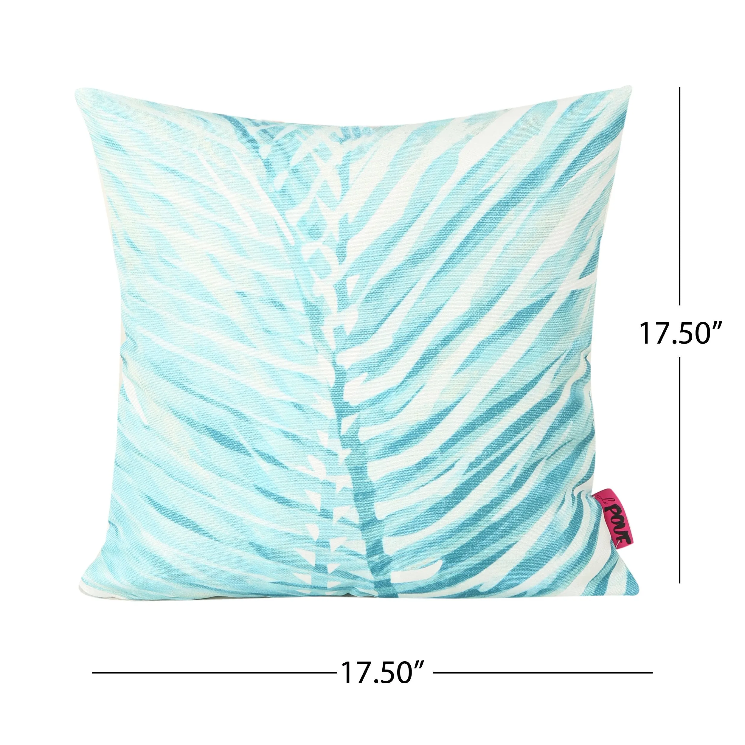 Outdoor Cushion, 17.75" Square, Palm Fronds, White, Teal - NH251703