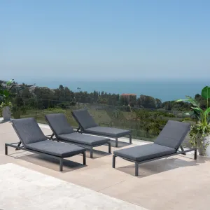 Outdoor Dark Gray Outdoor Mesh Chaise Lounges with Black Aluminum Frame (Set of 4) - NH043303 patio chairs, outdoor seating
