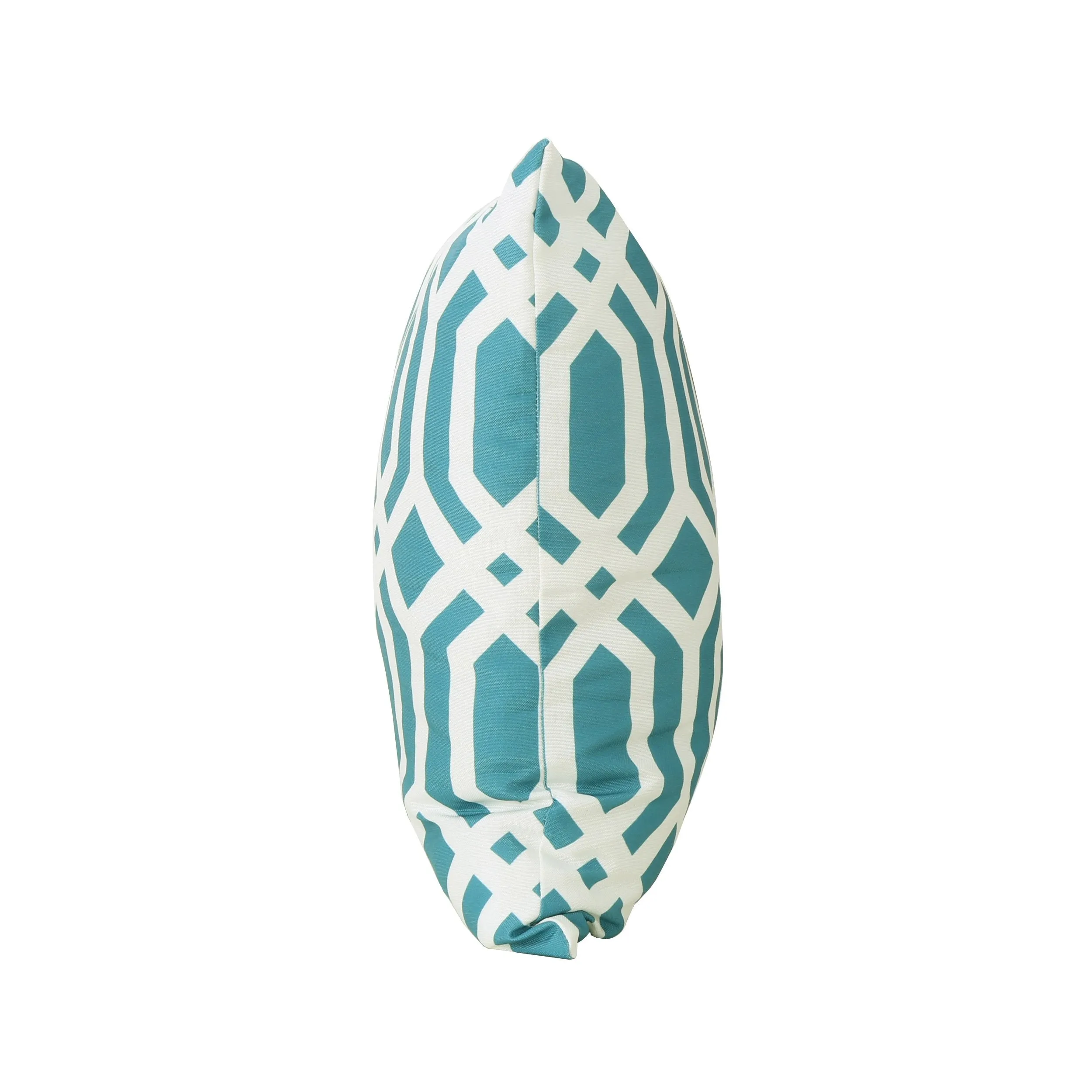 Outdoor Dark Teal Arabesque Patterned Water Resistant Square Pillow - NH440303