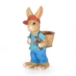 Outdoor Decorative Rabbit Planter, Blue and Brown - NH489413 patio chairs, outdoor seating