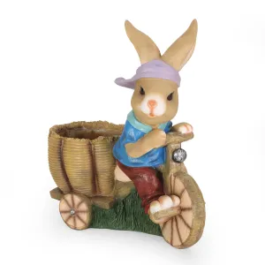 Outdoor Decorative Rabbit Planter, Blue and Brown - NH689413 patio chairs, outdoor seating