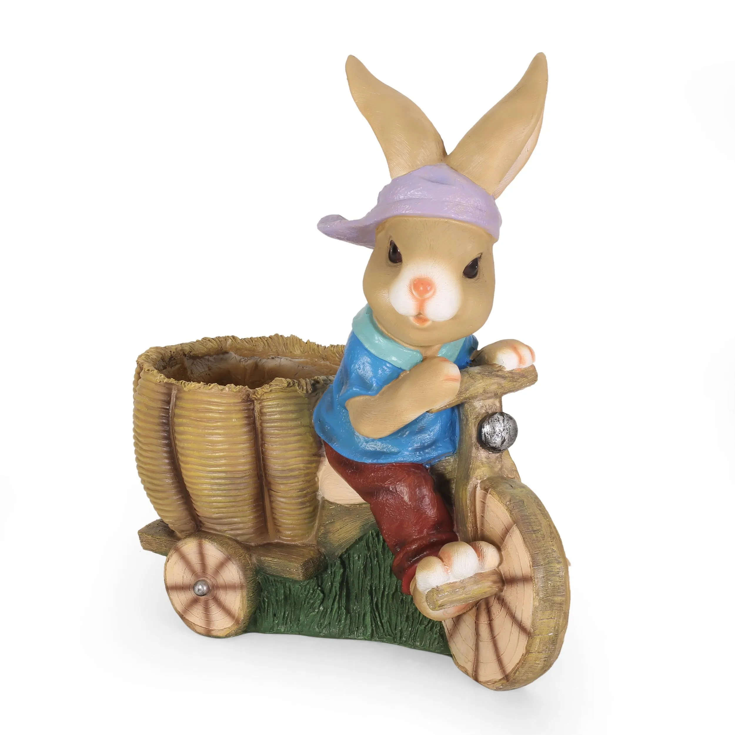 Outdoor Decorative Rabbit Planter, Blue and Brown - NH689413 patio chairs, outdoor seating
