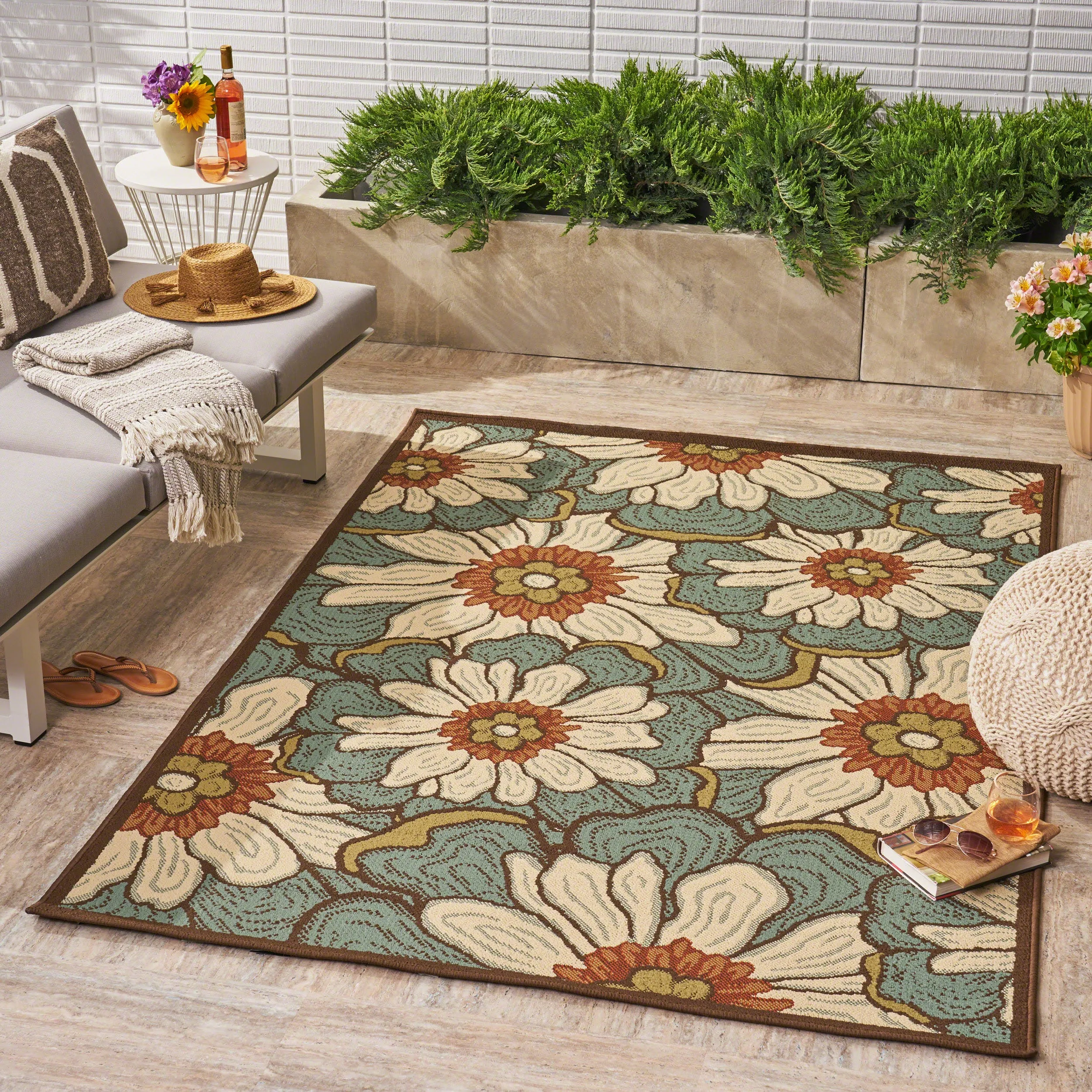Outdoor Floral Area Rug - NH298403 patio chairs, outdoor seating