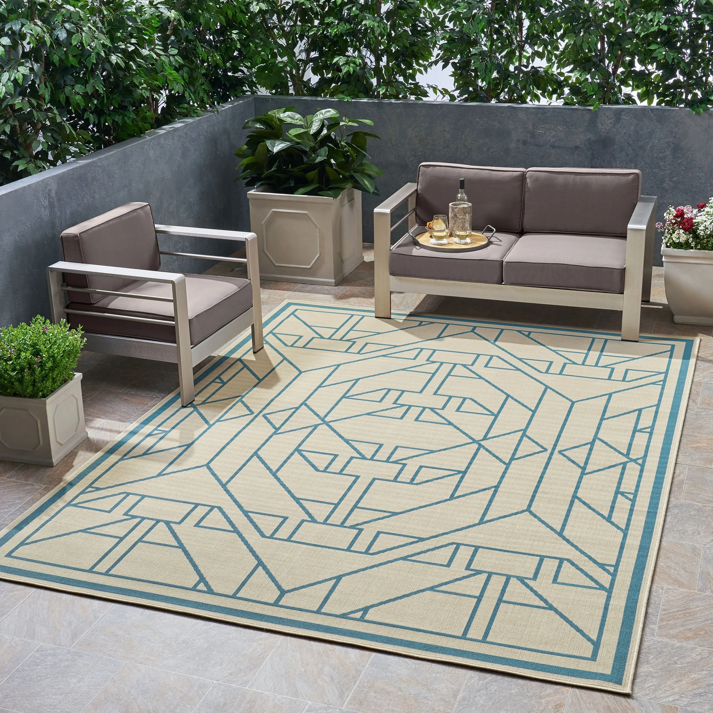 Outdoor Geometric Area Rug - NH935803 patio chairs, outdoor seating