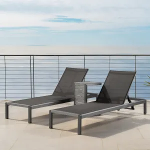 Outdoor Gray Aluminum Chaise Lounge and C-Shaped Side Table - NH708103 patio chairs, outdoor seating