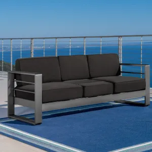 Outdoor Gray Aluminum Sofa Couch with Water Resistant Cushions - NH697103 patio chairs, outdoor seating