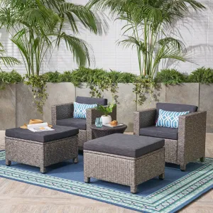 Outdoor Gray PE Wicker Club Chair with Ottoman (set of 2) - NH447403 patio chairs, outdoor seating