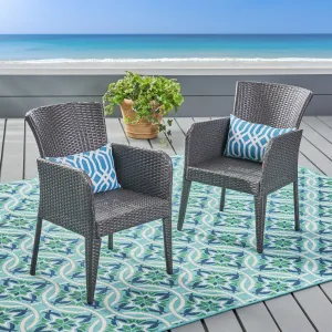 Outdoor Gray Wicker Dining Chair (Set of 2) - NH774403 patio chairs, outdoor seating