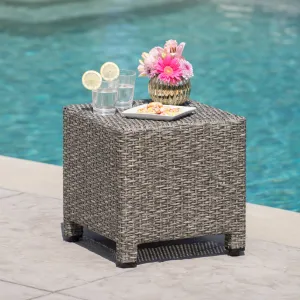 Outdoor Gray Wicker Side Table - NH396003 patio chairs, outdoor seating