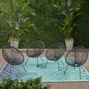 Outdoor Hammock Weave Chair with Steel Frame (Set of 4) - NH109803 patio chairs, outdoor seating