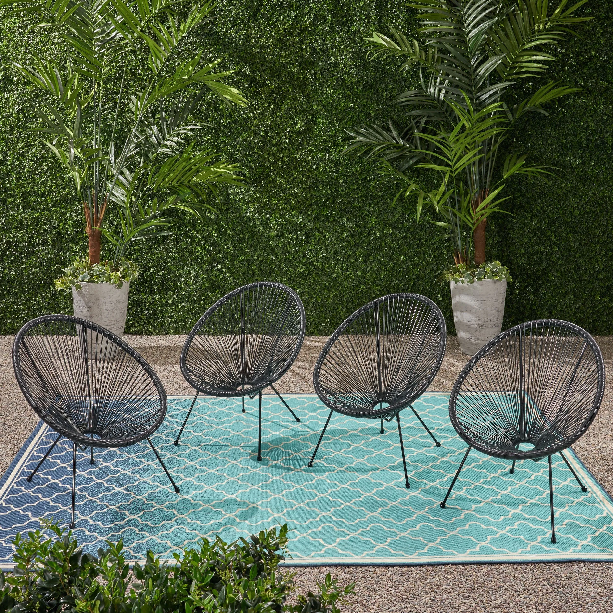 Outdoor Hammock Weave Chair with Steel Frame (Set of 4) - NH109803 patio chairs, outdoor seating