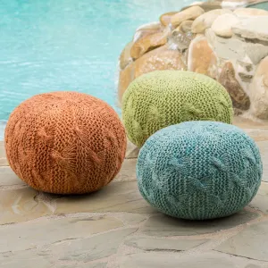 Outdoor Handcrafted Modern Fabric Weave Pouf - NH416003 patio chairs, outdoor seating