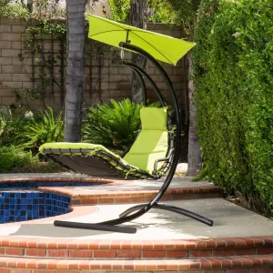 Outdoor Hanging Chair with Green Cushion - NH608592 patio chairs, outdoor seating