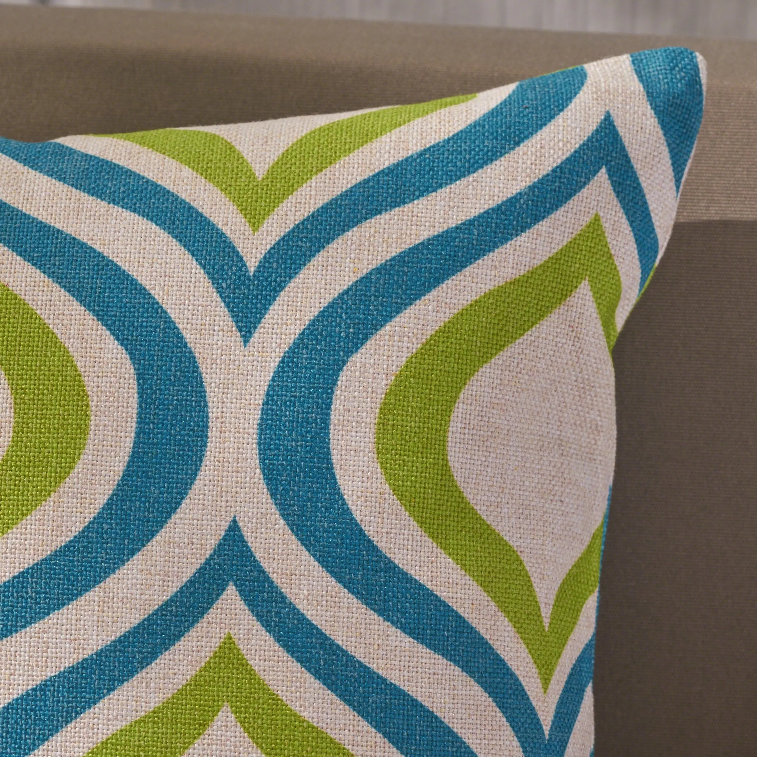 Outdoor Ikat Water Resistant 18-inch Square Pillow, Blue / Green Ikat - NH697503