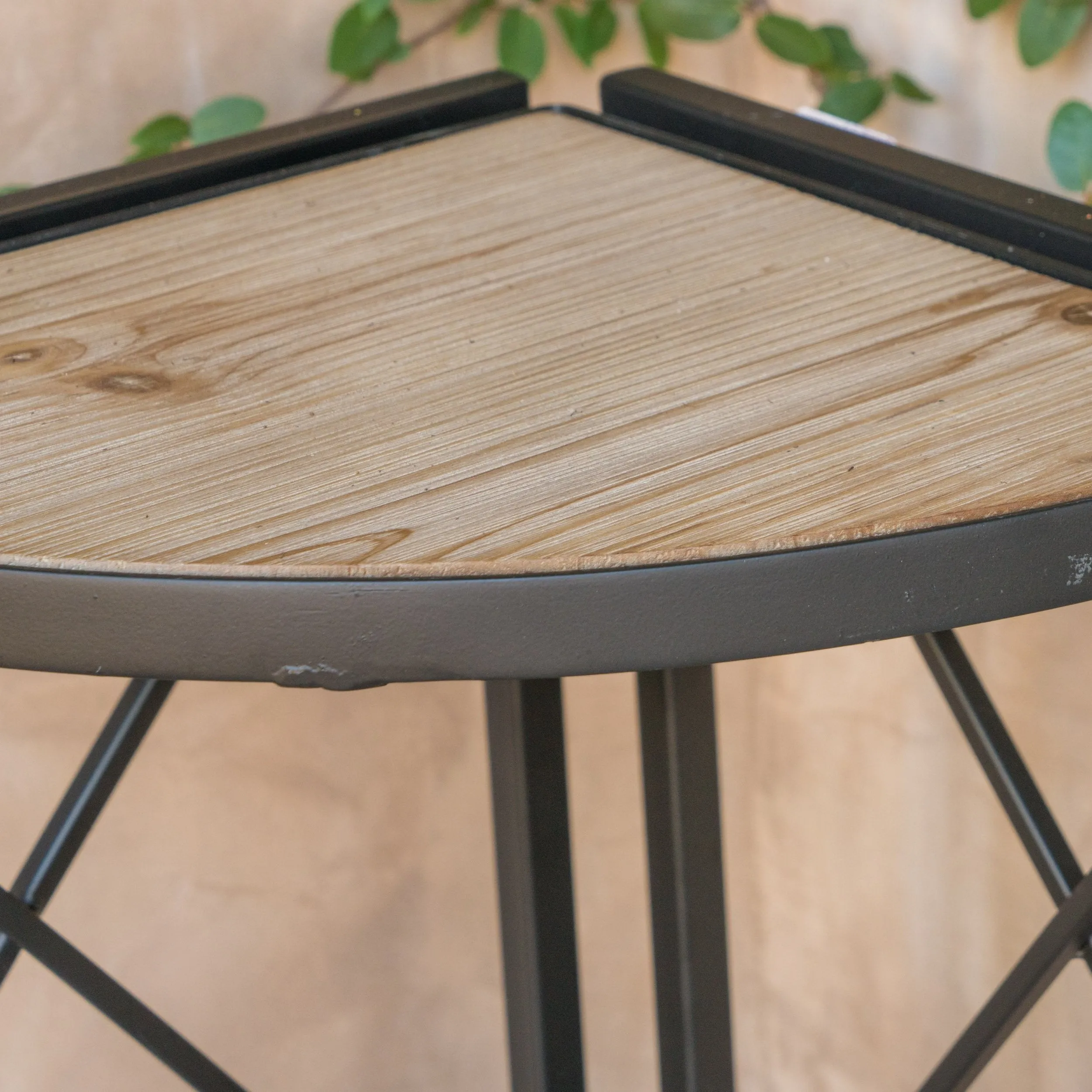 Outdoor Industrial 3 Shelf Firwood Corner Bookcase - NH655303