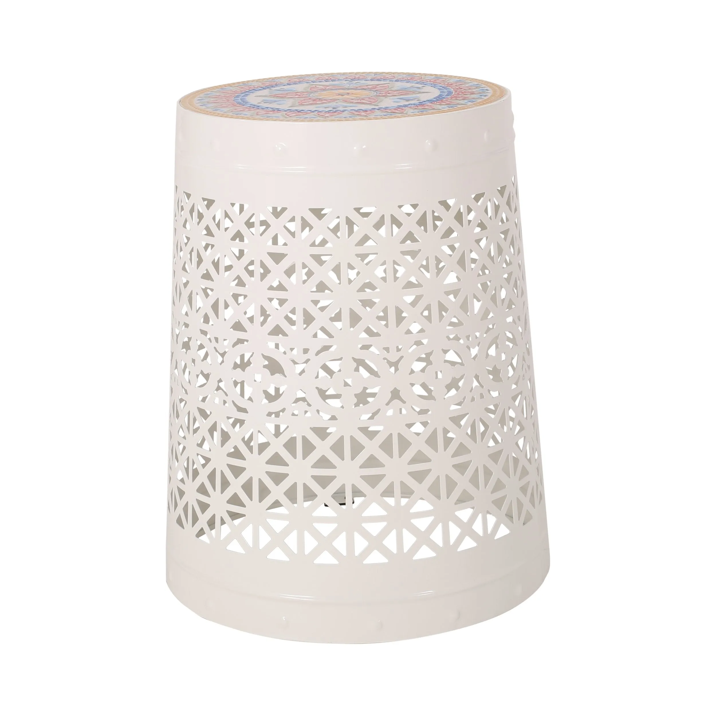 Outdoor Lace Cut Side Table with Tile Top - NH660313 patio chairs, outdoor seating