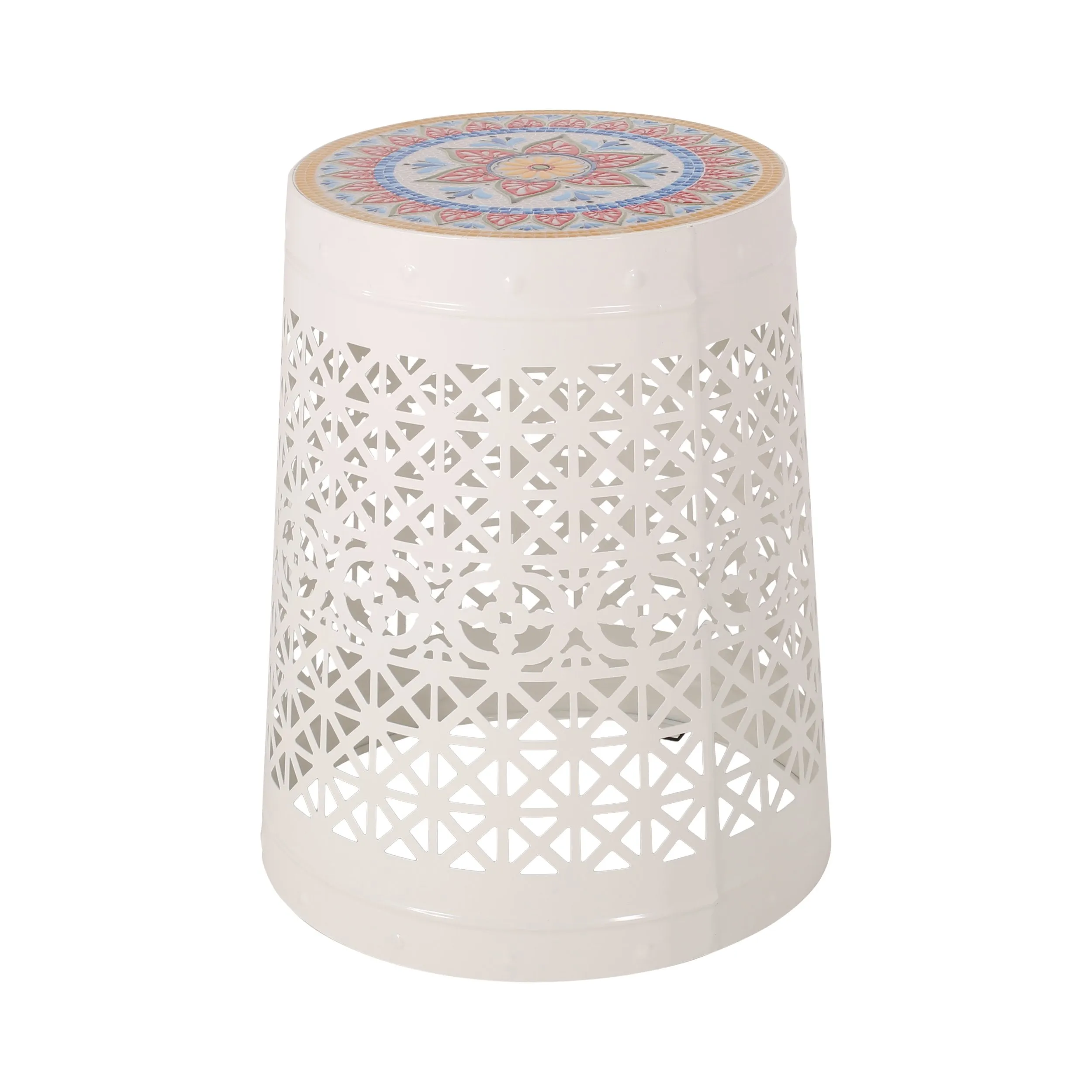 Outdoor Lace Cut Side Table with Tile Top - NH660313