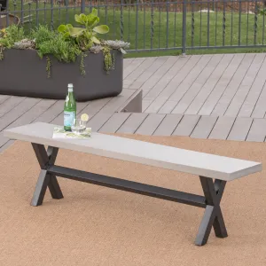 Outdoor Light Gray Finished Light-Weight Concrete Dining Bench - NH483303 patio chairs, outdoor seating