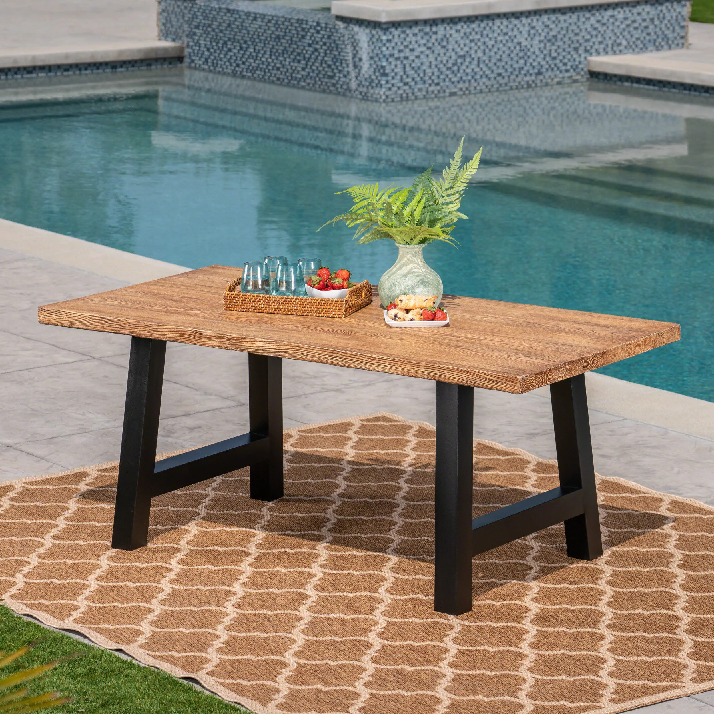 Outdoor Light Weight Concrete Dining Table - NH087303 patio chairs, outdoor seating