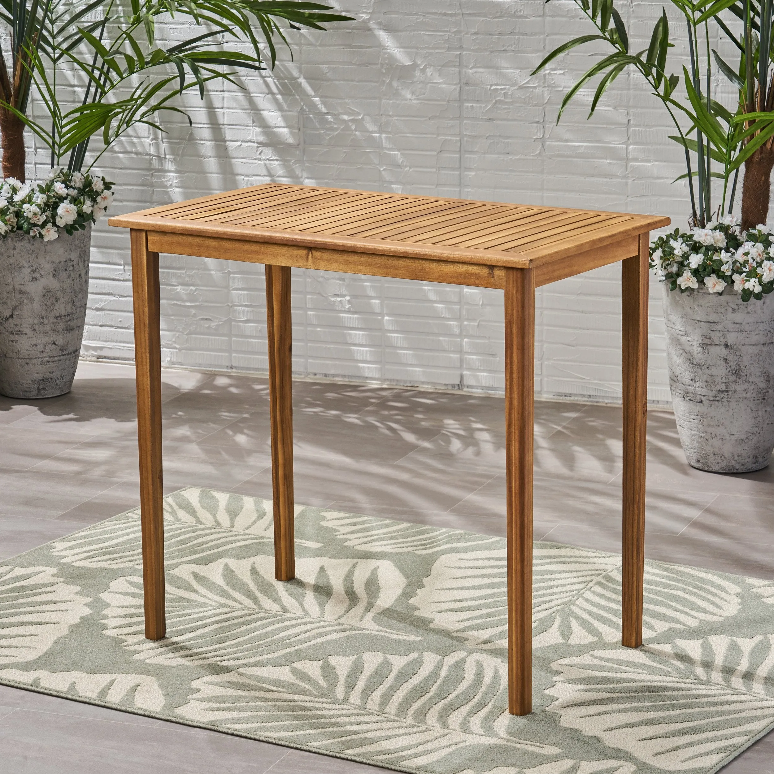 Outdoor Minimalist Acacia Wood Rectangle Bar Table - NH310903 patio chairs, outdoor seating