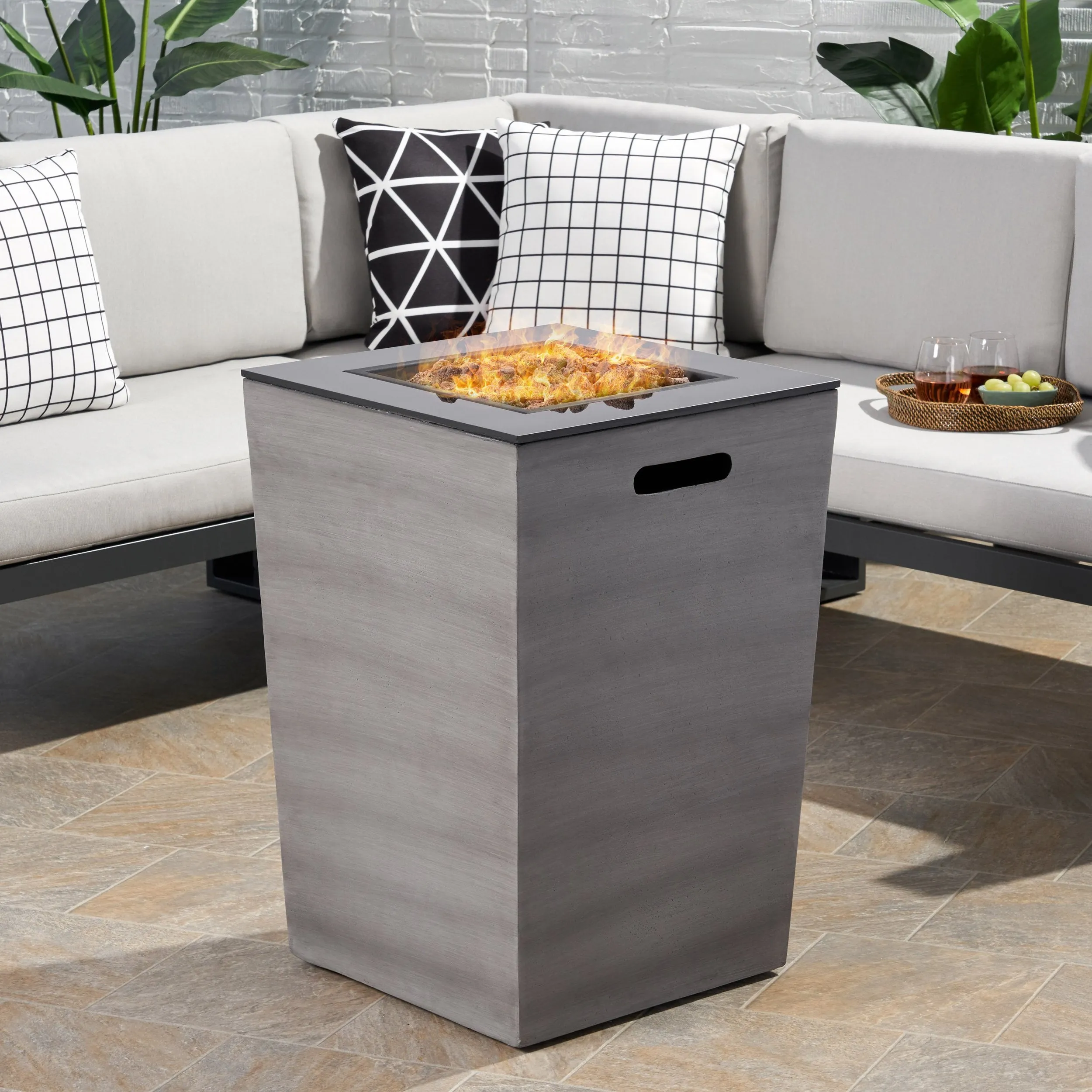 Outdoor Modern 19.5-Inch Fire Column - NH044113 patio chairs, outdoor seating