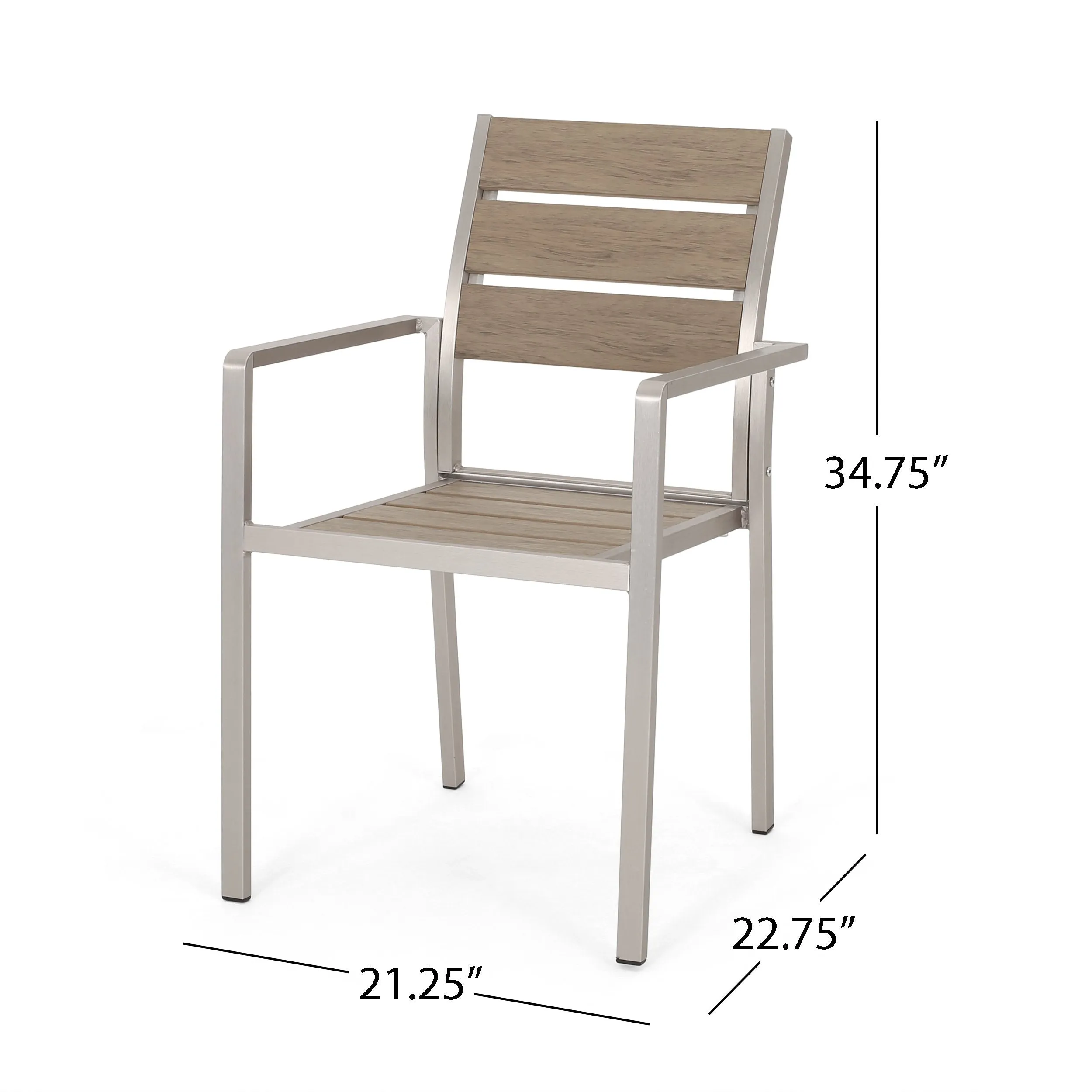 Outdoor Modern 6 Seater Aluminum Dining Set with Tempered Glass Table Top - NH758013