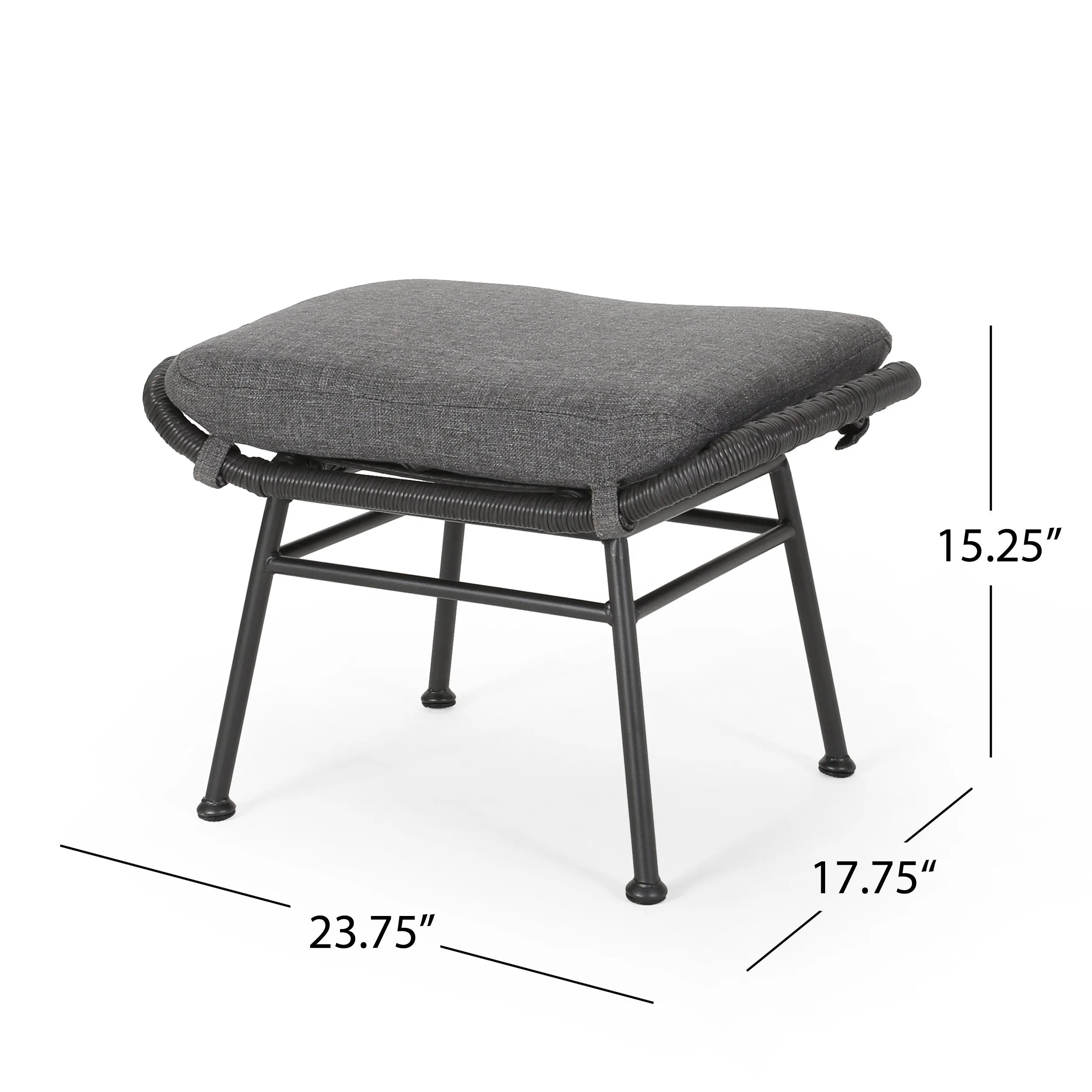 Outdoor Modern Boho Wicker Ottoman (Set of 2) - NH054013