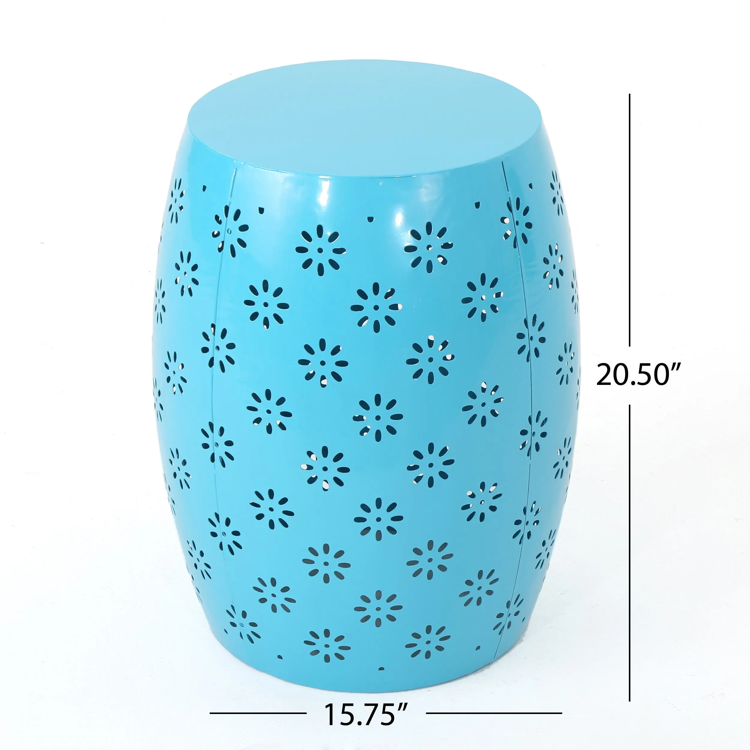 Outdoor Modern Floral Lace-Cut Metal Accent Side Table - NH065103