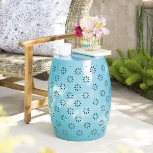 Outdoor Modern Floral Lace-Cut Metal Accent Side Table - NH065103 patio chairs, outdoor seating