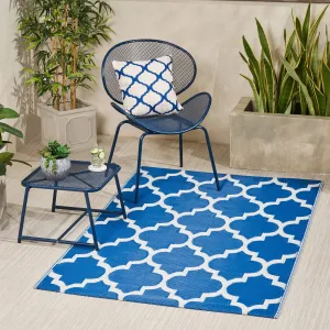 Outdoor Modern Scatter Rug, Night Blue and White - NH610113 patio chairs, outdoor seating