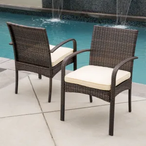 Outdoor Multibrown PE Wicker Dining Chairs (Set of 2) - NH066592 patio chairs, outdoor seating