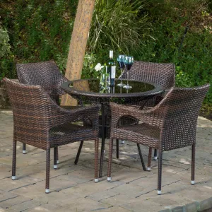 Outdoor Multibrown Wicker  5pc Dining Set - NH986592 patio chairs, outdoor seating