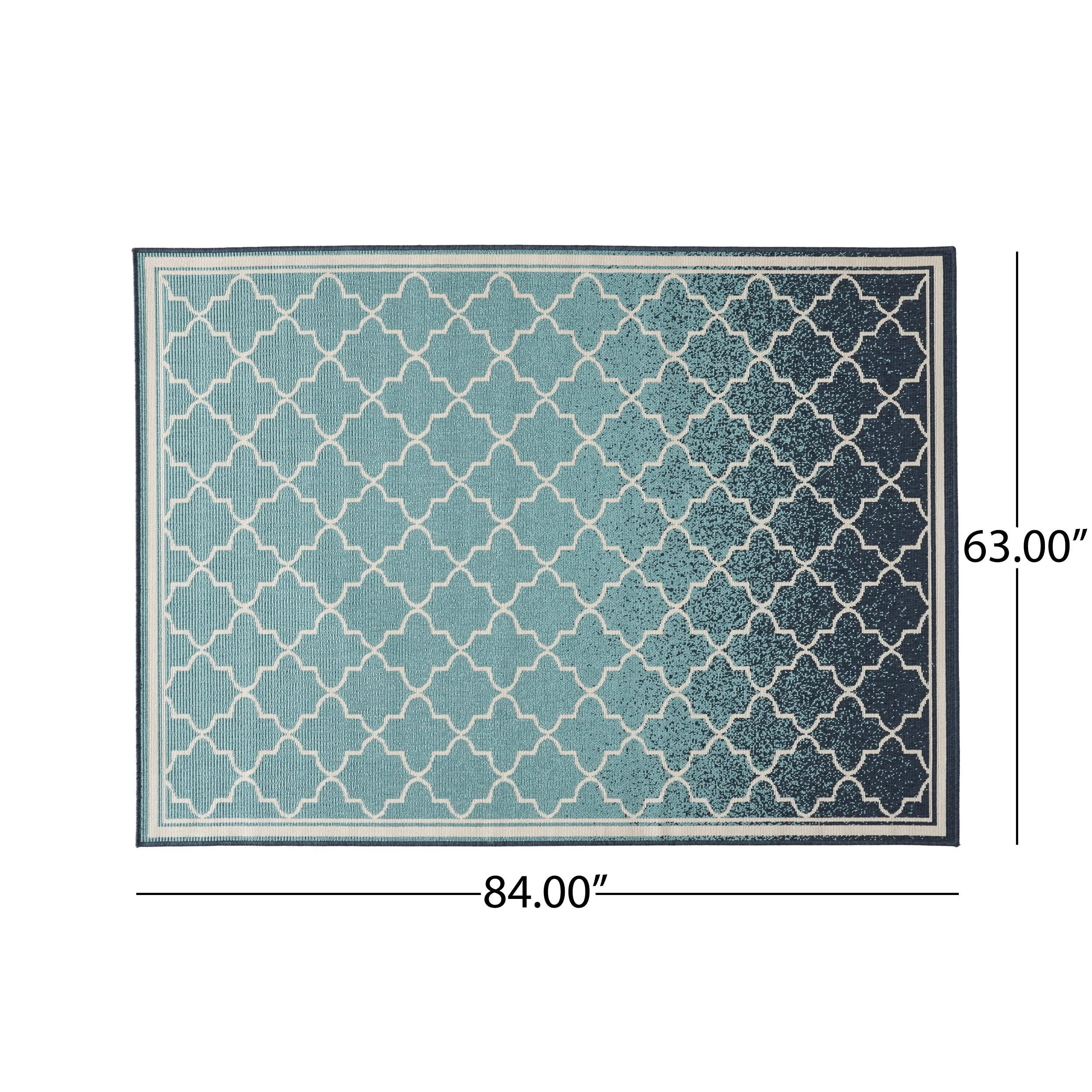Outdoor Ombre Area Rug, Blue and Ivory - NH375803
