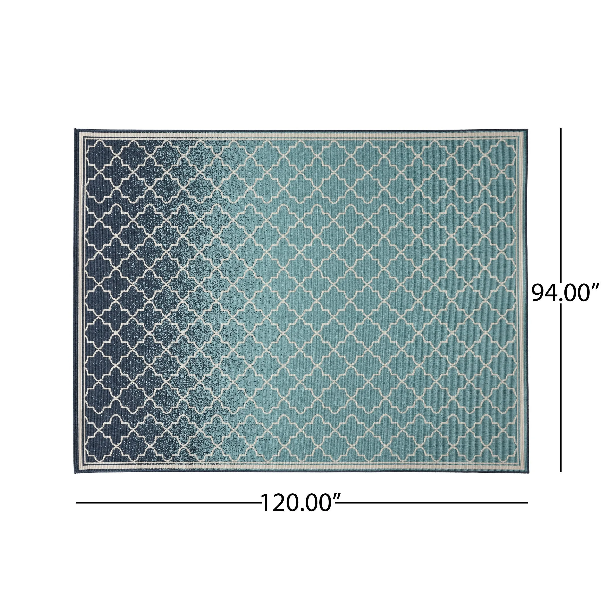 Outdoor Ombre Area Rug, Blue and Ivory - NH375803
