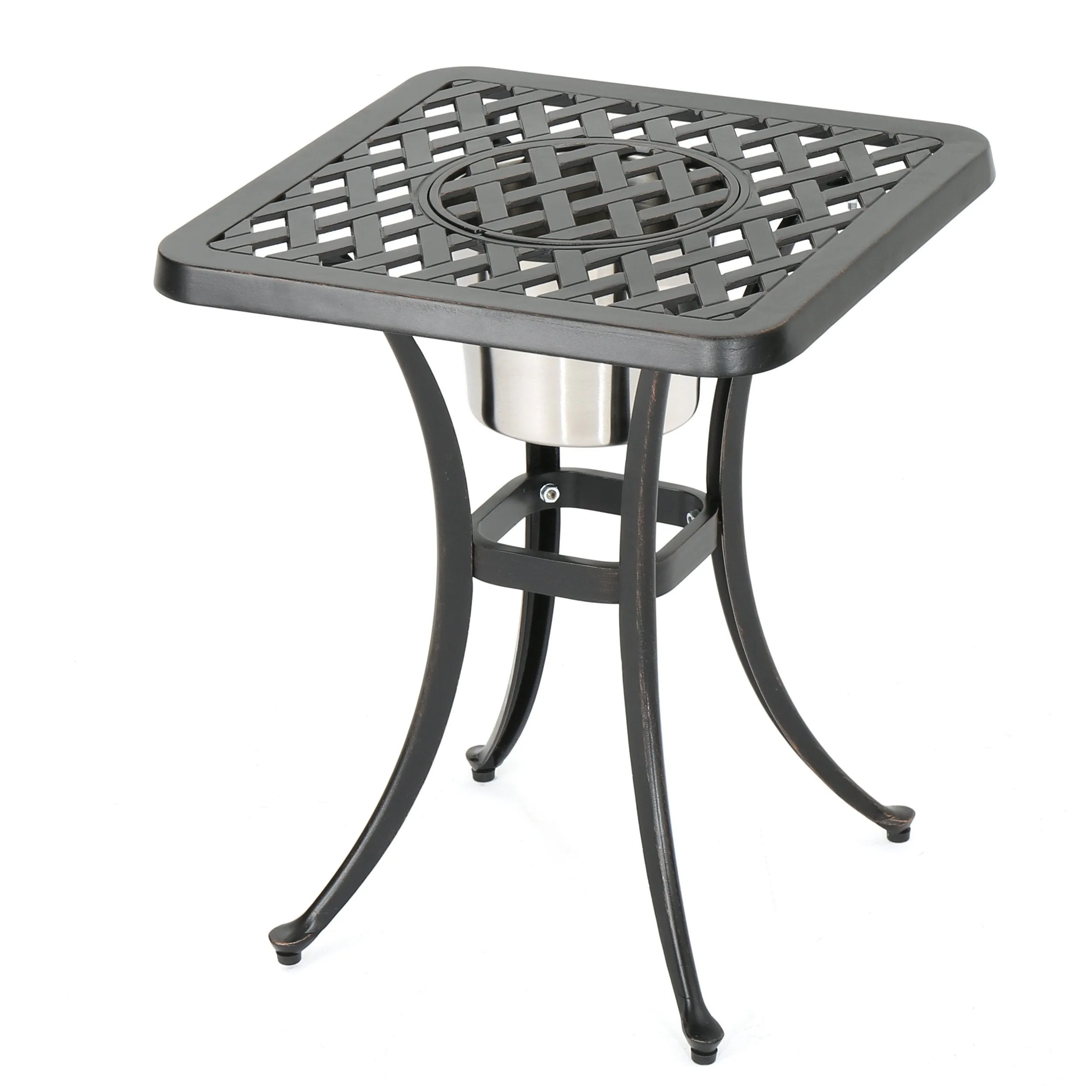 Outdoor Patina Copper Bistro Table with Ice Bucket - NH576003