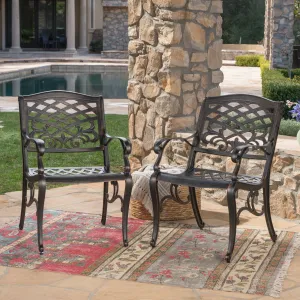 Outdoor Patina Copper Finished Aluminum Dining Chairs (Set of 2) - NH553303 patio chairs, outdoor seating