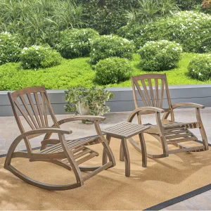 Outdoor Rustic Acacia Wood Recliner Rocking Chair with Side Table - NH549603 patio chairs, outdoor seating