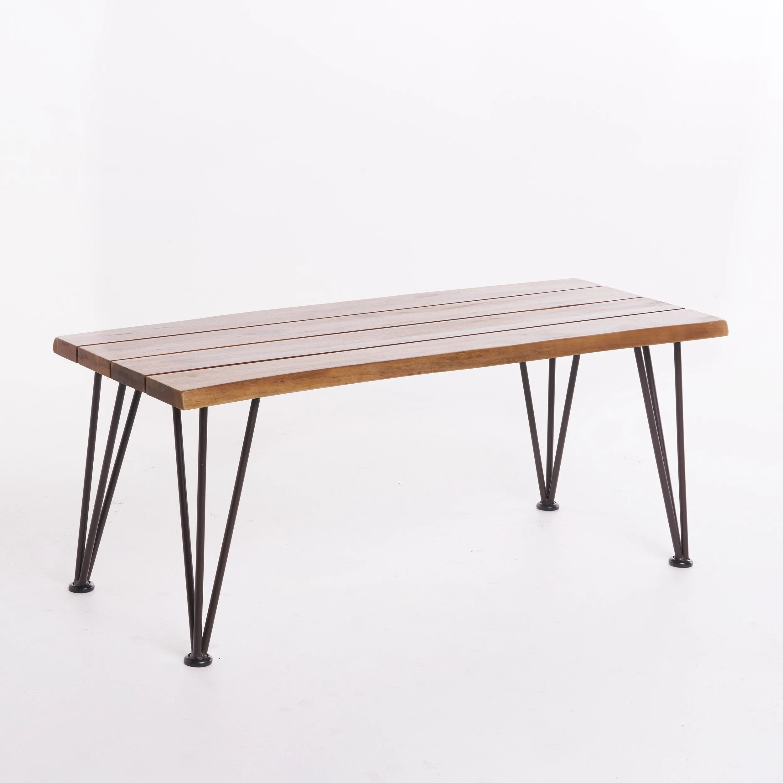 Outdoor Rustic Industrial Acacia Wood Coffee Table with Metal Hairpin Legs, Teak - NH840103 patio chairs, outdoor seating