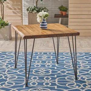 Outdoor Rustic Industrial Acacia Wood Dining Table with Metal Hairpin Legs, Teak - NH073503 patio chairs, outdoor seating
