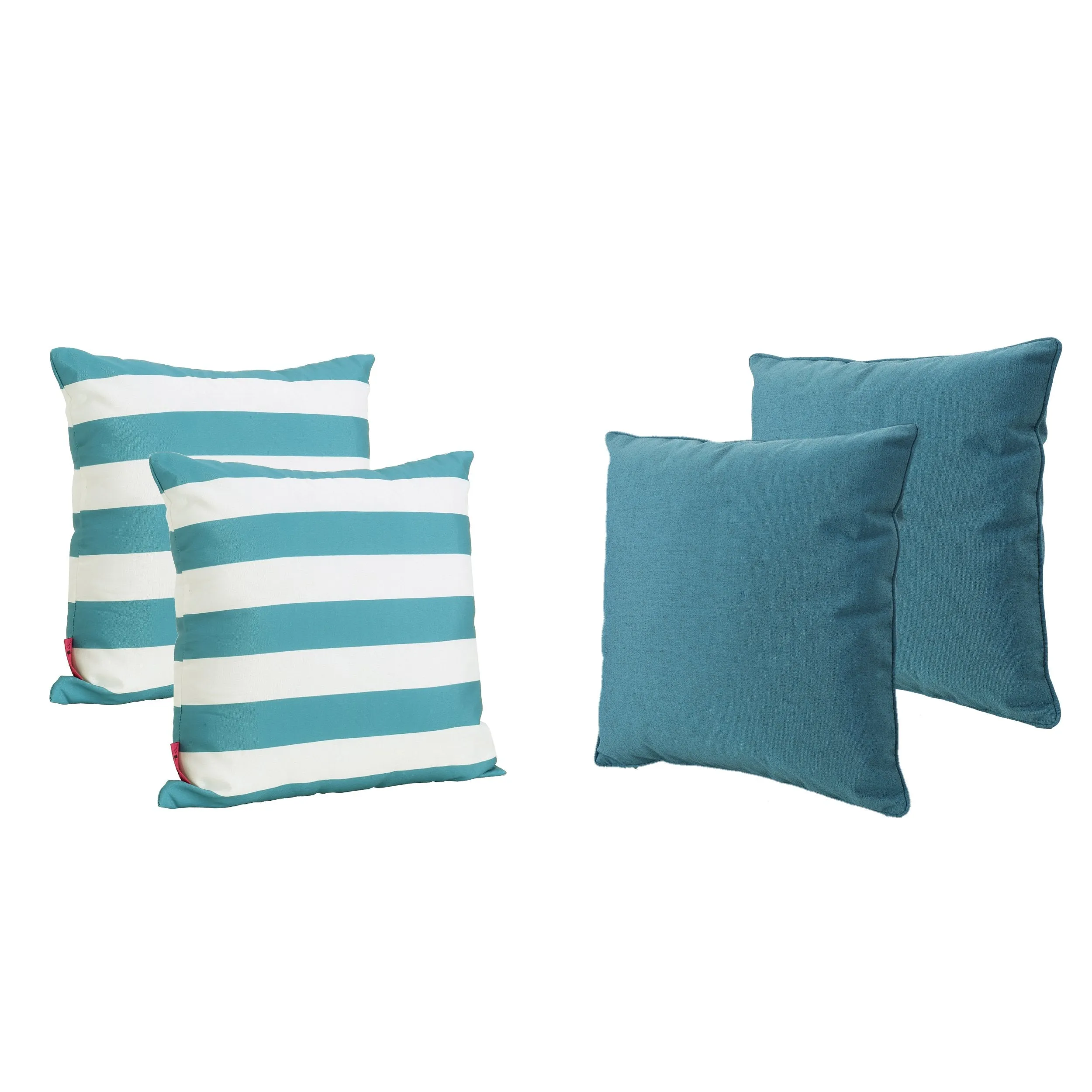 Outdoor Striped Water Resistant Square Throw Pillows - Set of 4 - NH599203