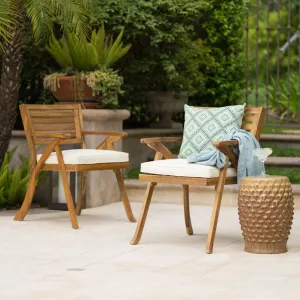 Outdoor Teak Finish Acacia Wood Arm Chair (Set of 2) - NH154992 patio chairs, outdoor seating
